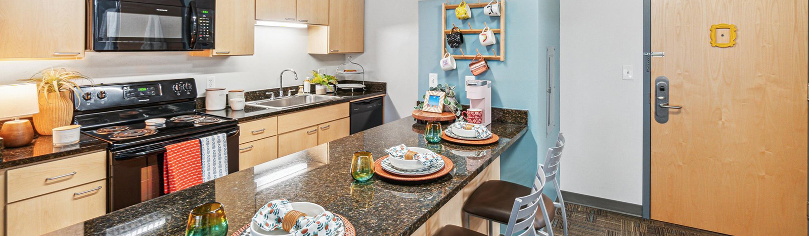 Furnished apartment kitchen