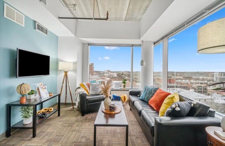 living room with couch and coffee table