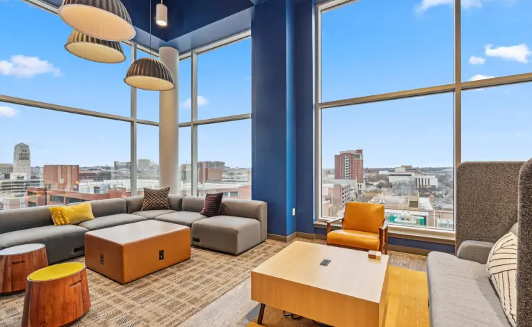 a resident clubhouse with lounge seating